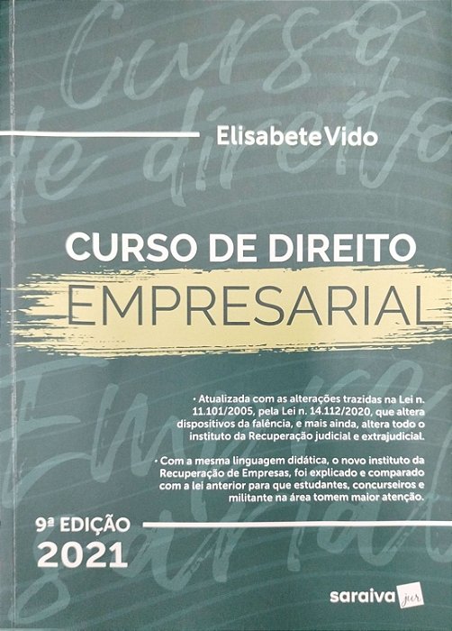Livro Curso de Direito Empresarial Autor Vido, Elisabete (2021) [seminovo]