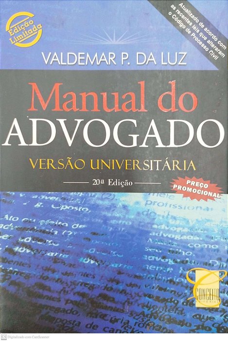 Livro Manual do Advogado - Versão Uniersitária Autor Luz, Valdemar P. da (2007) [seminovo]