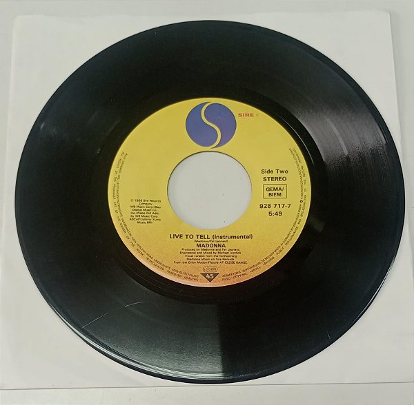 Disco de Vinil Madonna - Live To Tell (lp Compacto 1986 Raridade) Interprete Madonna (1986) [usado]