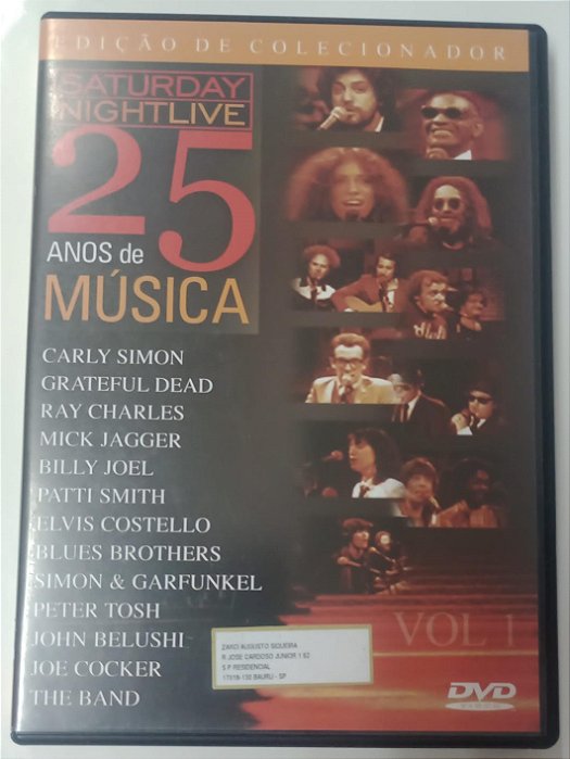 Dvd 25 Anos de Música - Coleção Saturday Night Live Vol 1 Editora [usado]