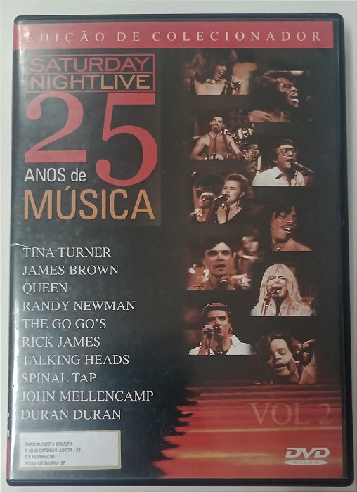 Dvd 25 Anos de Música - Coleção Saturday Night Live Vol 2 Editora [usado]