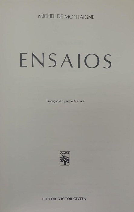 Livro Michel de Montaigne - Coleção os Pensadores Autor Montaigne, Michel de (1972) [usado]
