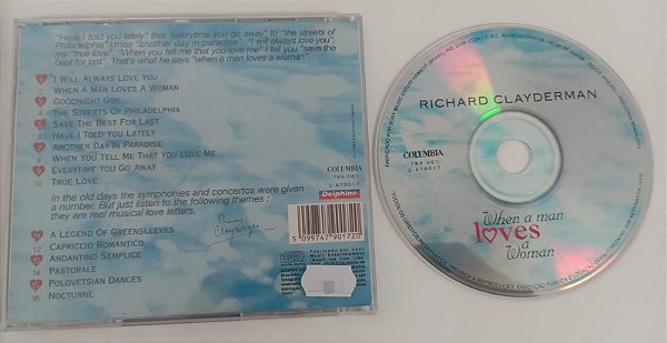Cd When a Man Loves a Woman - Richard Clayderman Interprete Richard Clayderman (1994) [usado]