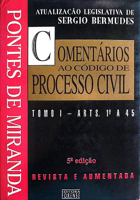 Livro Comentários ao Código de Processo Civil - Tomo 1 Autor Miranda, Pontes de (1995) [seminovo]