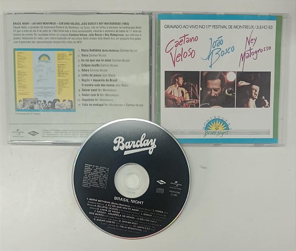 Cd Brazil Night ao Vivo Montreux 1983 Interprete Caetano Veloso, João Bosco e Ney Matogrosso [usado]