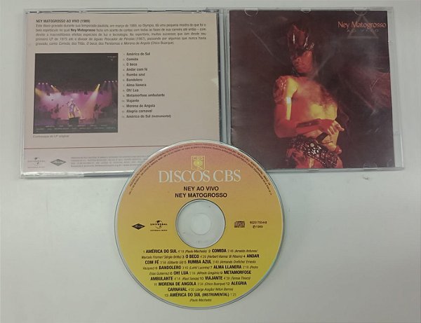 Cd ao Vivo - Ney Matogrosso Interprete Ney Matogrosso (1989) [usado]
