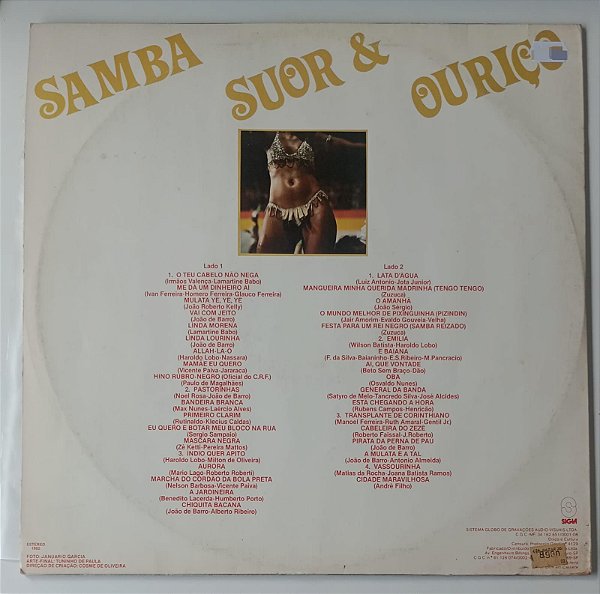 Disco de Vinil Samba, Suor e Ouriço Vol. 6 [36 Sucessos de Carnaval] Interprete Vários Artistas (1983) [usado]