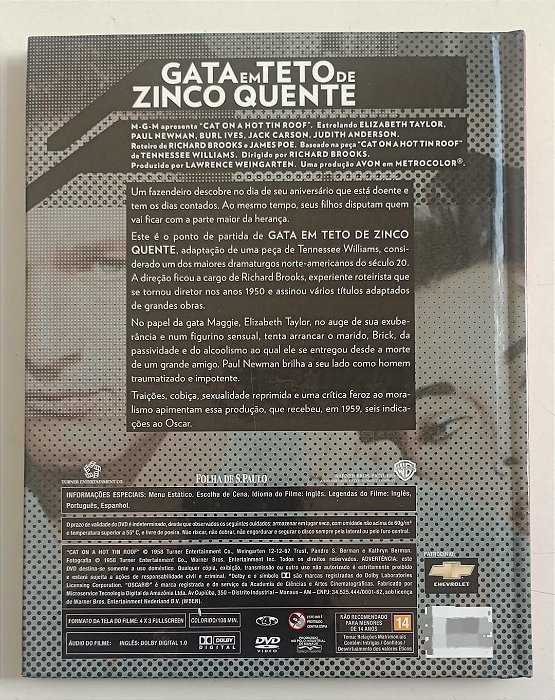 Dvd Gata em Teto de Zinco Quente - Coleção Clássicos do Cinema Editora Richard Brooks [seminovo]