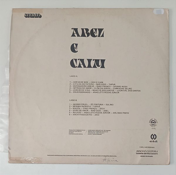 Disco de Vinil Abel e Caim Interprete Abel e Caim [usado]