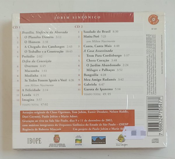 Cd Jobim Sinfônico [álbum Duplo] Interprete Osesp [novo]