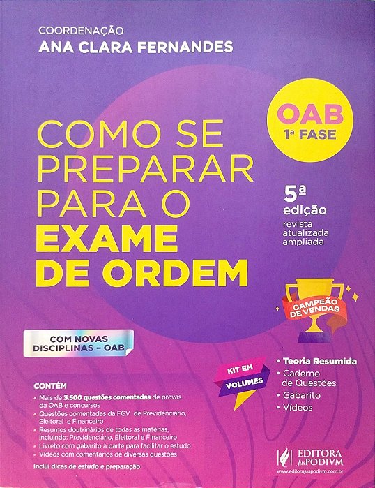 Livro Como Se Preparar para o Exame de Ordem - Oab 1ª Fase Autor Fernandes (coord.), Ana Clara (2023) [seminovo]