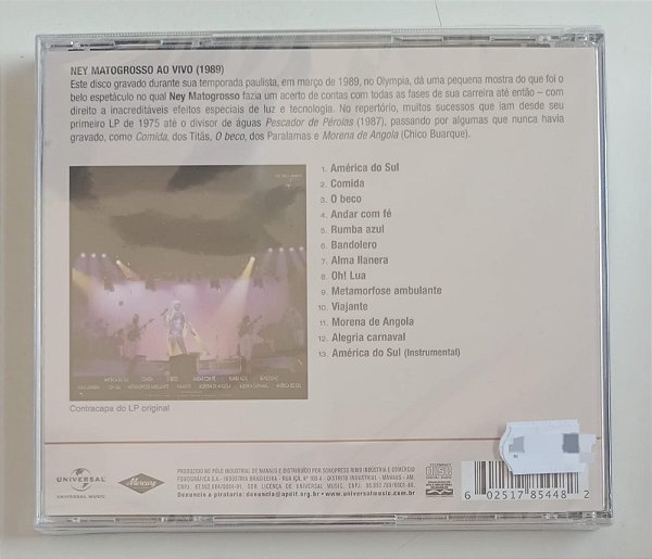 Cd ao Vivo - Ney Matogrosso Interprete Ney Matogrosso [novo]