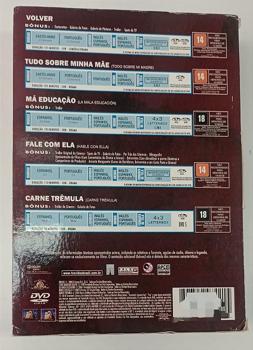 Dvd Coleção Pedro Almodóvar - 5 Filmes Editora Pedro Almodóvar [usado]