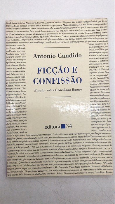 Livro Ficção e Confissão : Ensaios sobre Graciliano Ramos Autor Candido, Antonio (1992) [usado]