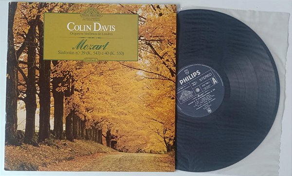 Disco de Vinil Mozart Sinfonias Nº 39 e 40 - Coleção Mestres Pelos Mestres Interprete Colin Davis (1984) [usado]