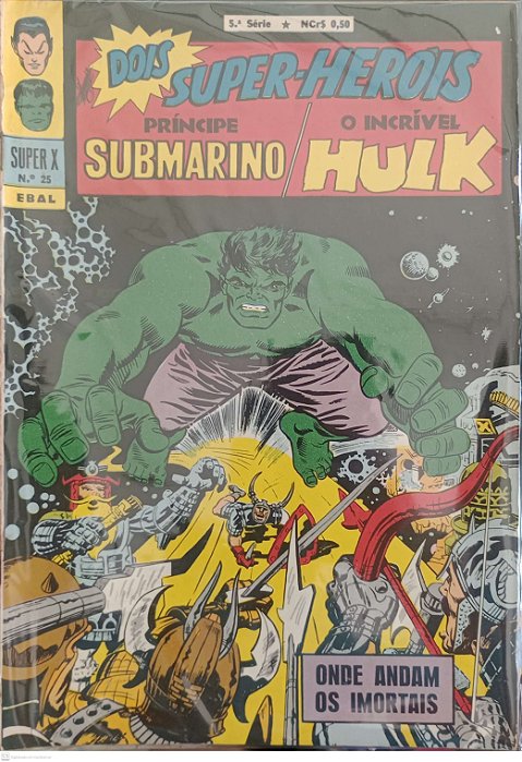 Gibi Príncipe Submarino e o Incrível Hulk #25 Super X (5ª Série) Autor (1969) [usado]