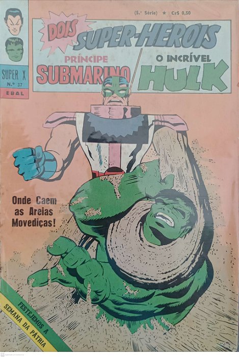 Gibi Príncipe Submarino e o Incrível Hulk #37 Super X (5ª Série) Autor (1970) [usado]