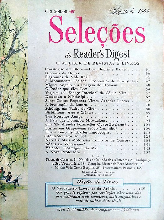 Revista Revista Reader''s Digest Seleções Agosto 64 Autor Revista Seleções (1964) [usado]