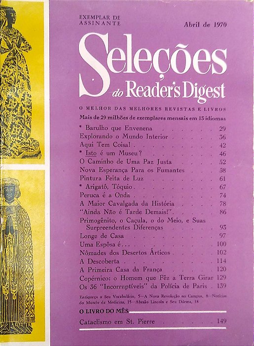 Revista Revista Reader''s Digest Seleções Abril 70 Autor Revista Seleções (1970) [usado]