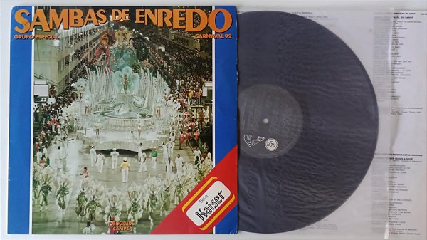 Disco de Vinil Carnaval 92 - Sambas de Enredo Interprete Grupo Especial, Escolas de Samba (1992) [usado]
