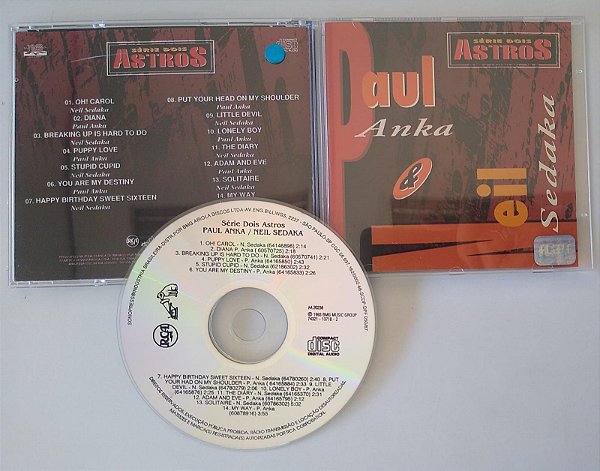 Cd Série Dois Astros Interprete Paul Anka & Neil Sedaka (1993) [usado]