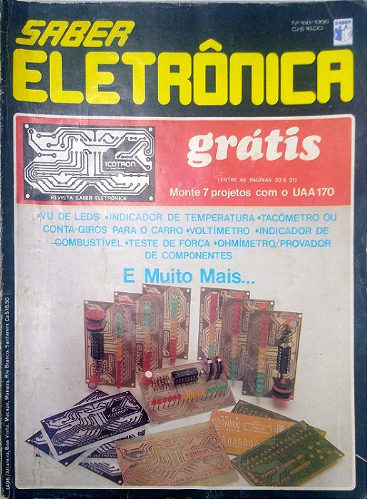 Revista Saber Eletrônica Nº 168 - Ano 1986 Autor (1986) [usado]