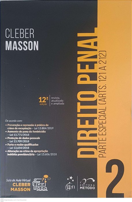 Livro Direito Penal: Partes Espicial (arts. 121 a 212) - 2 Autor Masson, Cleber (2019) [usado]