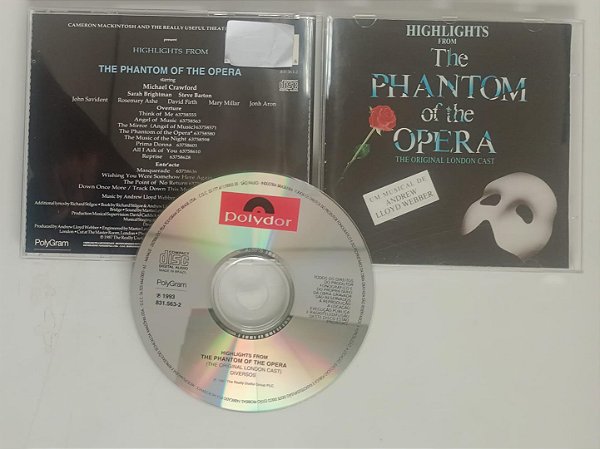 Cd Phantom Of The Opera - Highlights Interprete Andrew Lloyd Webber (1993) [usado]