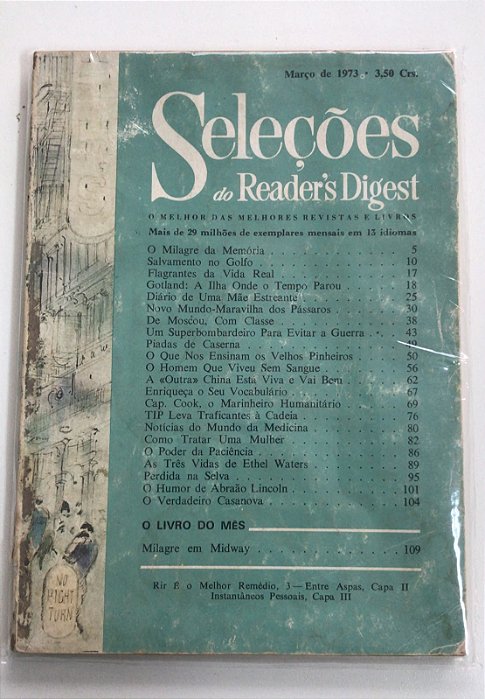 Revista Revista Reader''s Digest Seleções Março de 1973 Autor Seleções Março de 1973 (1973) [usado]