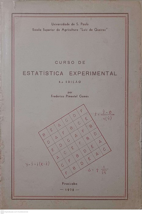Livro Curso de Estatistica Experimental Autor Gomes, Frederico Pimentel (1978) [usado]