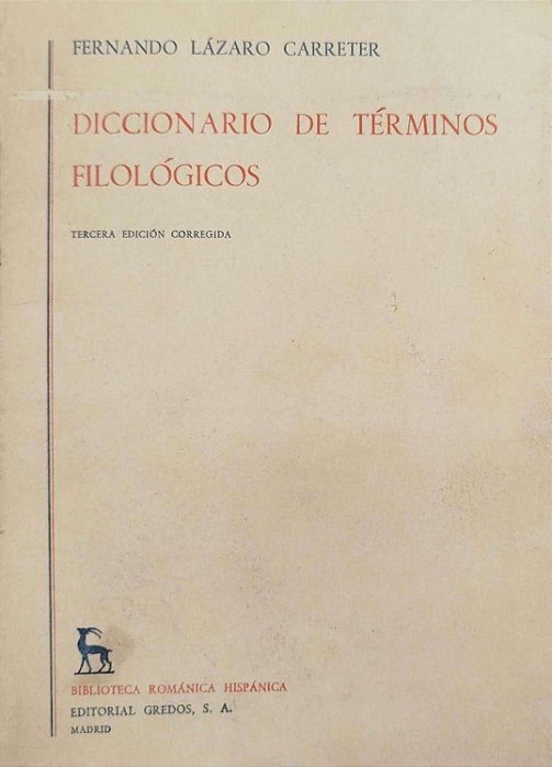 Livro Diccionario de Términos Filológicos Autor Carreter, Fernando Lázaro (1971) [usado]