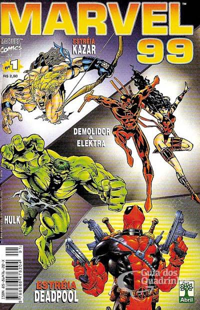 Gibi Marvel 99 Nº 01 - Formatinho Autor Kazar - Demolidor & Elektra - Hulk - Deadpool (1999) [usado]