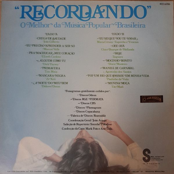 Disco de Vinil Recordando o Melhor da Musica Popular Brasileira Interprete Varios (1976) [usado]