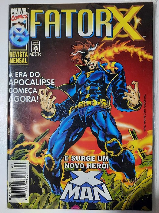 Gibi Fator X Nº 04 - Formatinho Autor a Era do Apocalipse Começa Agora! e Surege um Novo Herói: X-man (1997) [usado]