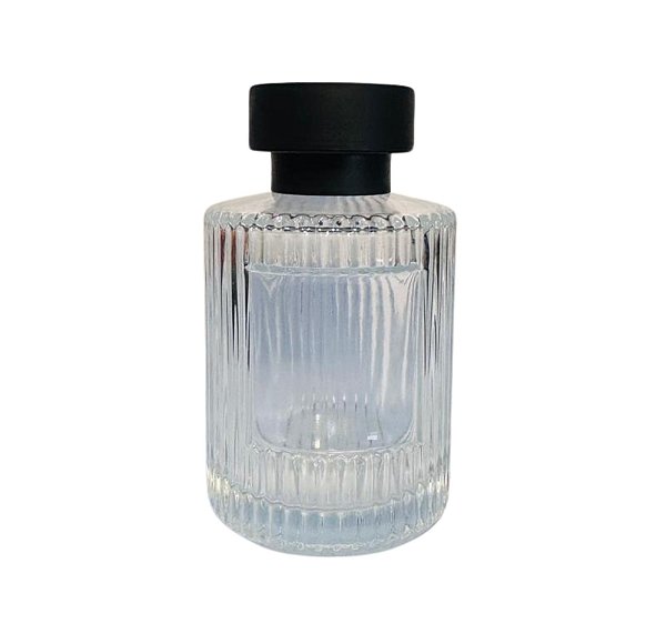 Frasco Ébano 150ml e Tampa Luxo Preta Rosca c/ Furo 28mm