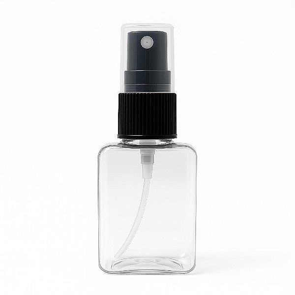 Kit 100 Frascos Pet Retangular 40Ml Com Válvula Spray