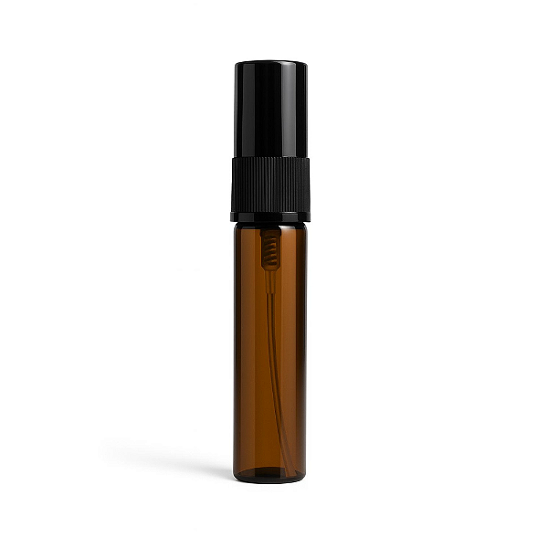 Frasco Slim Cilíndrico Âmbar C/ Válvula Spray Preta Rosca 12/410