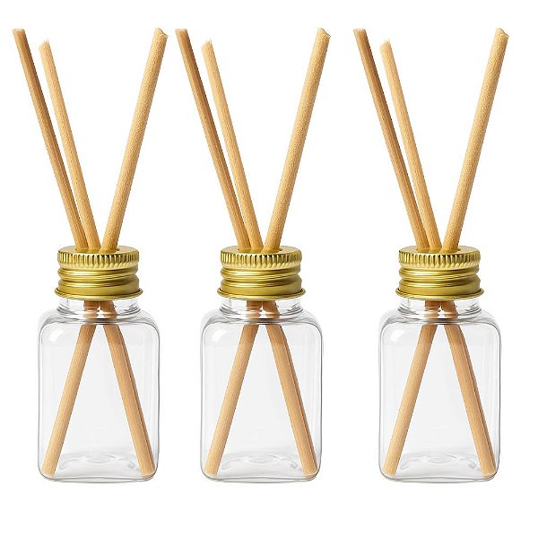Kit 50 Pet Aromatizante Difusor 40ml + 50 Tampas Alumínio + 150 Varetas