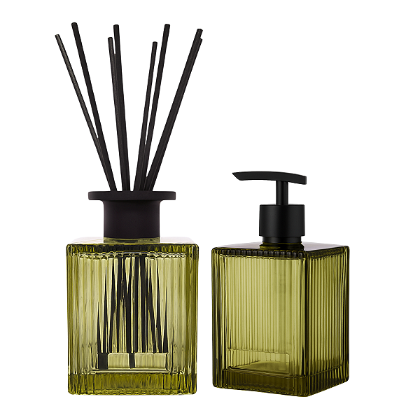 Kit Lavabo Frasco Clean Fumê 250ml + Válvula Bico de Pato + Varetas Fibra 25cm