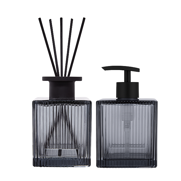 Kit Lavabo Frasco Clean Grafite 250ml + Varetas 25cm + Válvula Bico de Pato – Rosca 28mm