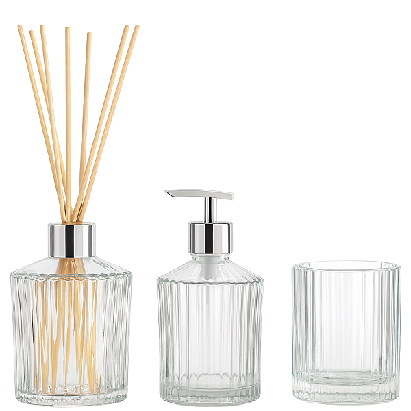 Kit Lavabo Safira + Copo Pote Vela Granada + Varetas 25cm + Tampa Luxo + Válvula Bico Pato