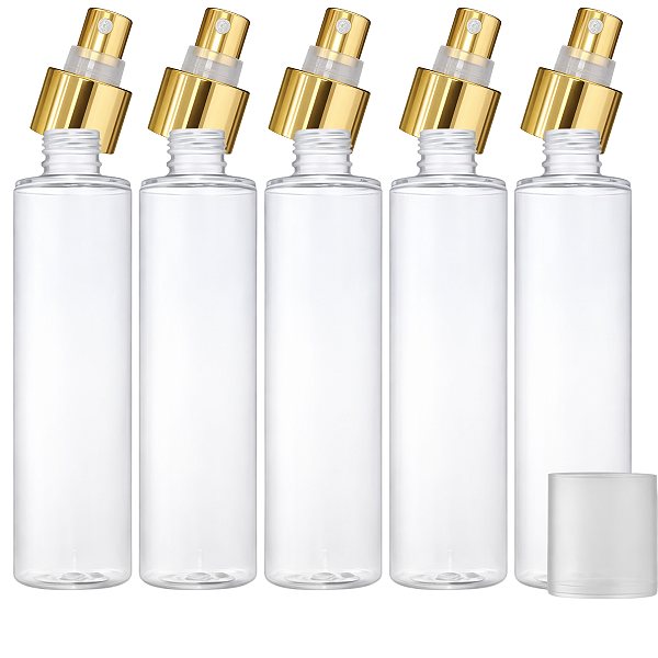 Kit Frasco Pet Transparente 200ml Body Splash Dourado Com Válvula Spray Semi Luxo Rosca 28/410