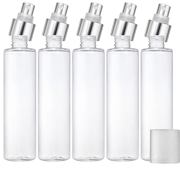 Kit Frasco Pet Transparente 200ml Body Splash Com Válvula Spray Prata Semi Luxo 24/410