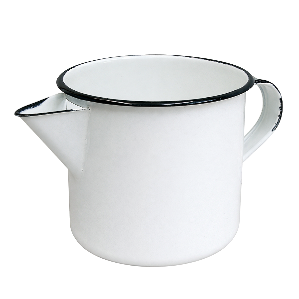 Caneca Para Vela Esmaltada Branca com Bico 1L
