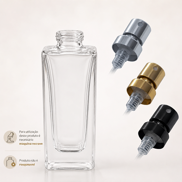 Kit Frasco Perfume Recrave 15ml Square + Válvula Spray Luxo 15mm