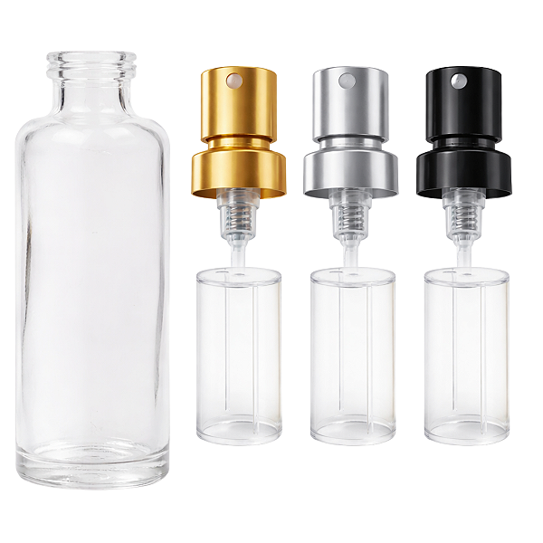 Kit Frasco Perfume Recrave Cilíndrico 15ml com Sobretampa Transparente 15mm