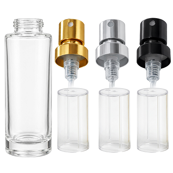 Kit Frasco Perfume Recrave Cilíndrico 15ml com Sobretampa Transparente 15mm