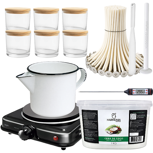 Kit Fabricação de Velas Artesanais Completo Com Pavio e Fogão Elétrico