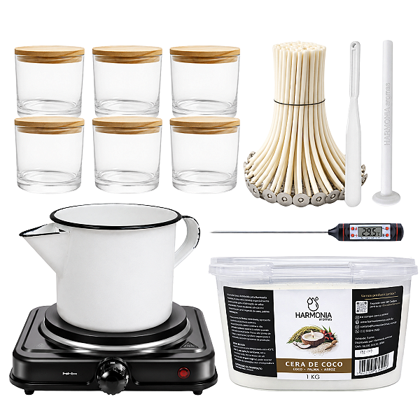 Kit Fabricação de Velas Artesanais Completo Pavio e Fogão Elétrico