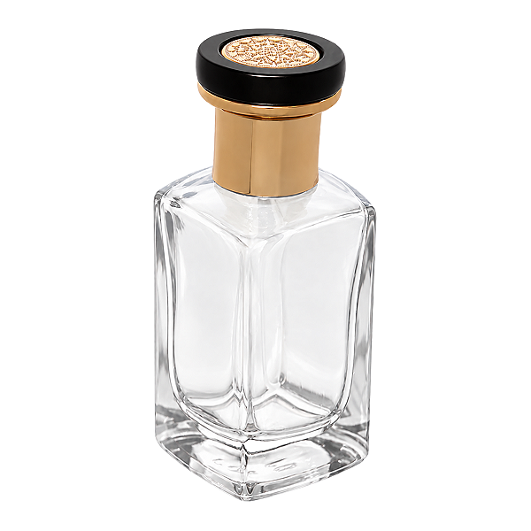 Frasco Versales Transparente 30ml e Válvula Tampa Luxo Preto